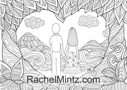 Fresh Love - Romantic Valentines Day Coloring For Lovers, Love Notes, Hearts Designs, (Digital Book)