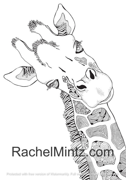 Adorable Giraffes - PDF Coloring Book