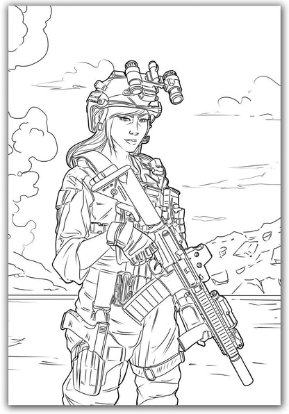 Heroes Under Fire - Military Coloring Book For Adults - Rachel Mintz