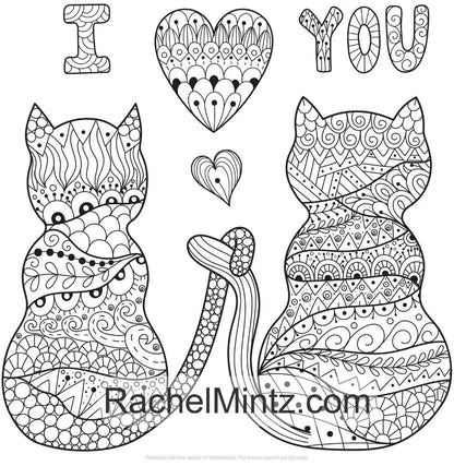 Husband Love - Valentines Day Wife's Coloring Book, Romantic Flowers & Hearts (Digital PDF Book)