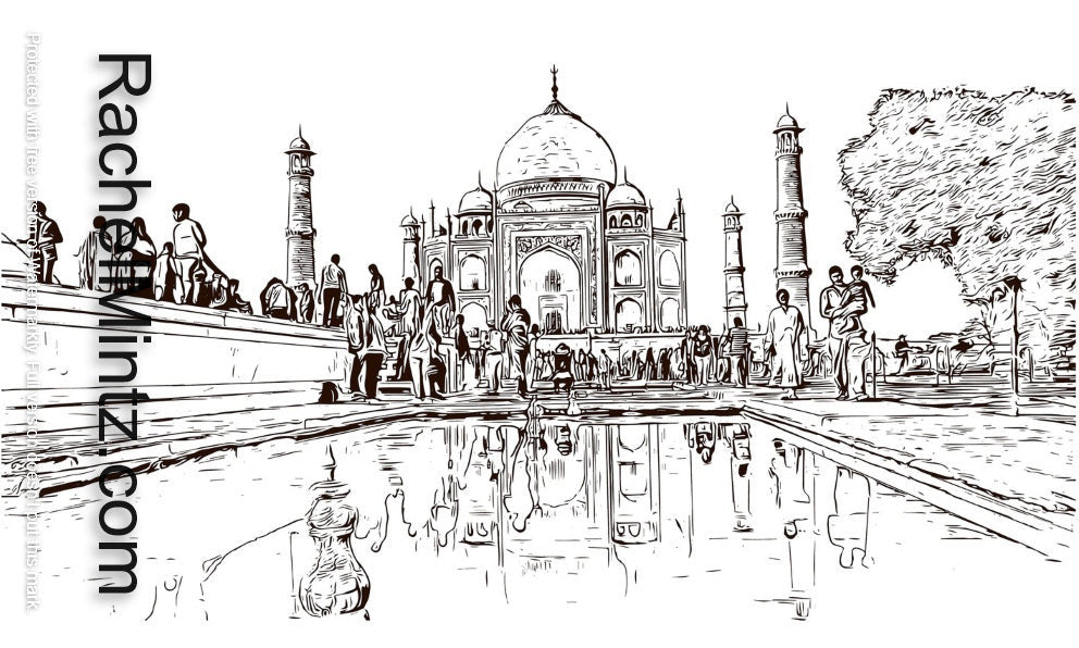 India Temples - Grayscale Sketches Monuments & Architecture, PDF Coloring Book