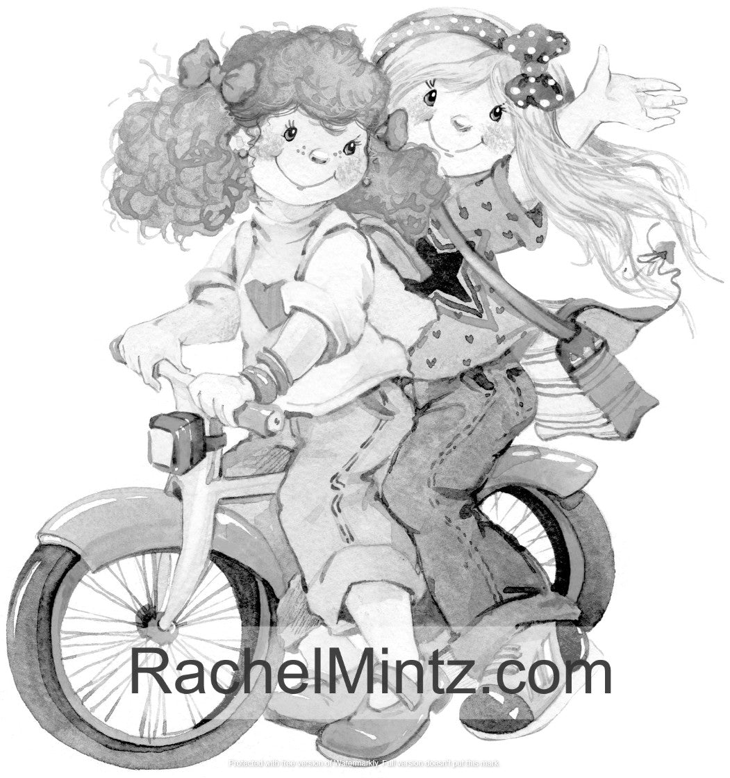 Innocence - Sweet Grayscale Art, PDF Format Rachel Mintz Coloring Book