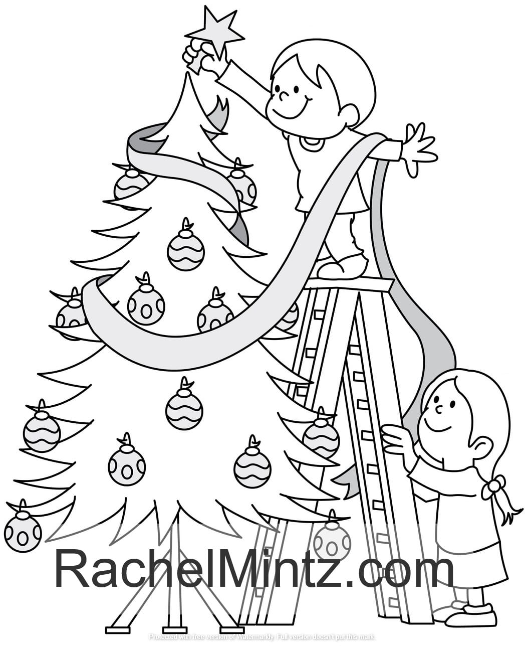 Jolly Christmas - Santa Claus, Snow Man, Christmas Trees, Rudolph the Reindeer (PDF Coloring Book)