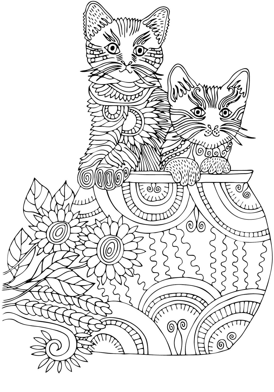 Kitty Cat - Cute Cats & Kittens, PDF Coloring Book