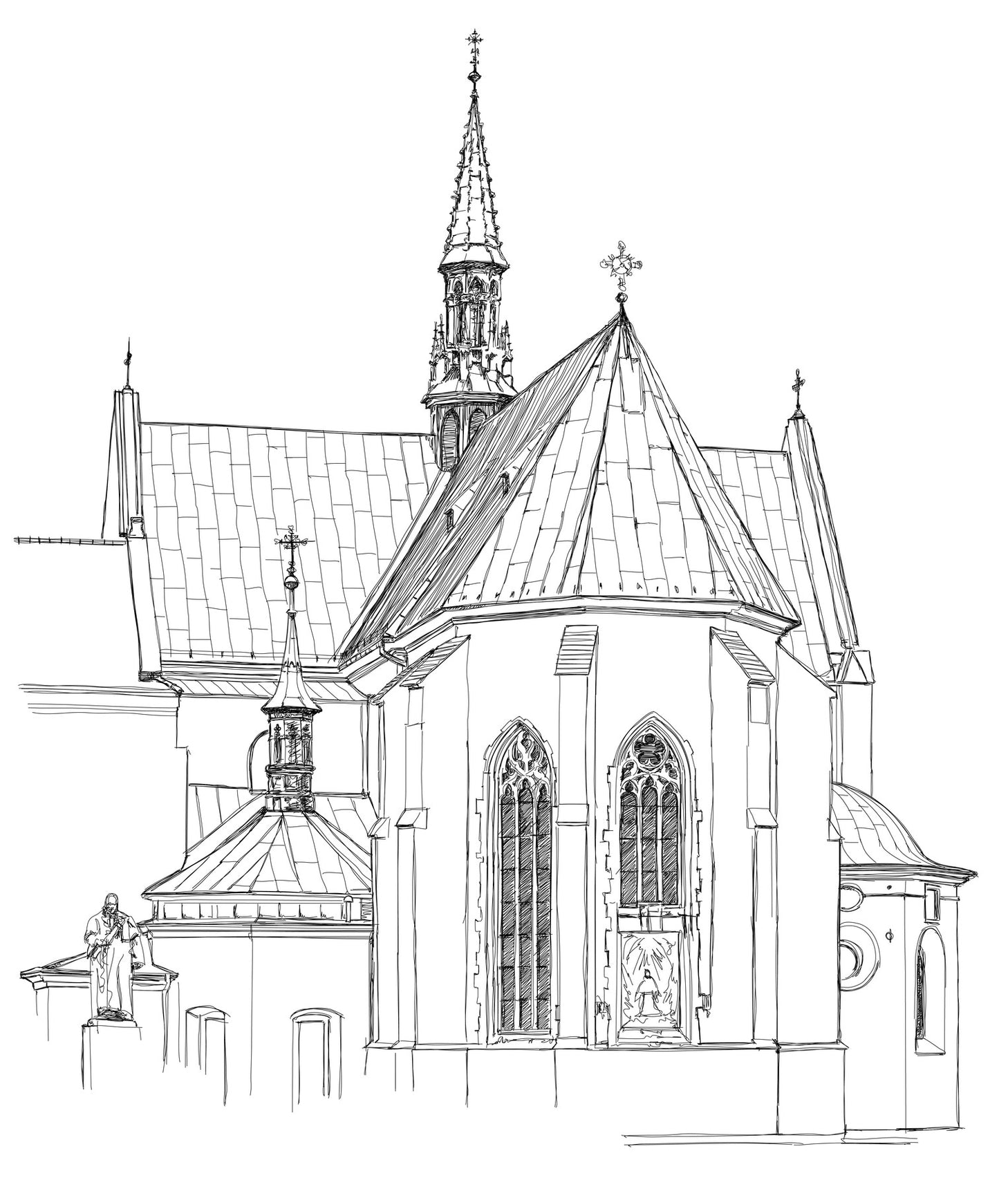 Krakow Beauty - Coloring Book With Poland Architecture, Landmarks & Monuments Sketches 