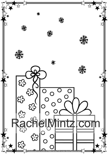 Large Print Christmas - Easy Adult Coloring Book For Seniors or Visually Impaires (Digital Book)