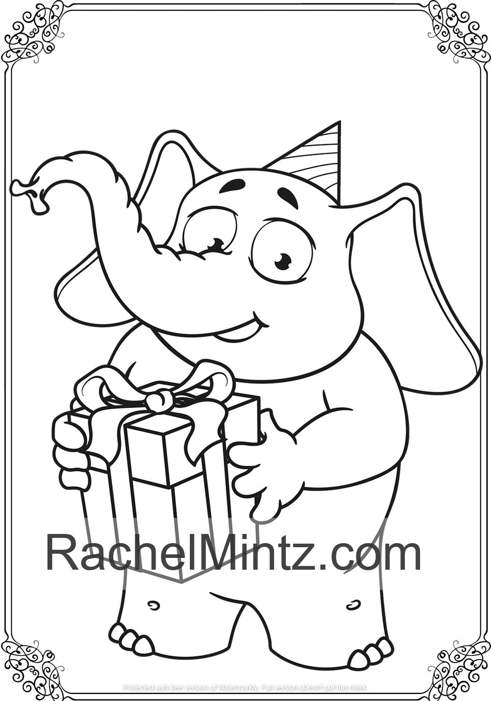 The Cute Elephant - Large Print Coloring Book, Clear Easy Designs, Bold lInes - Printable Format Book