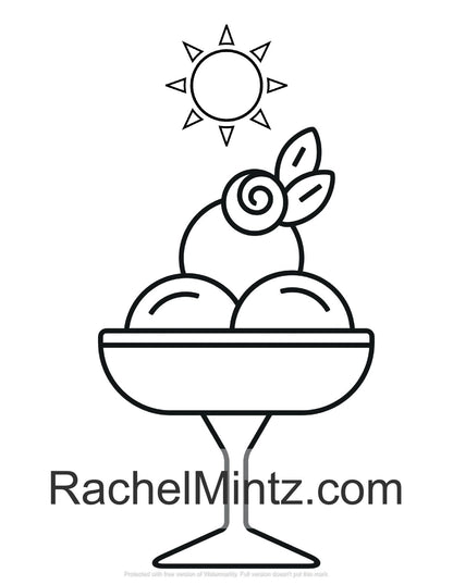Ice Cream Summer - LARGE PRINT Coloring Book For Seniors Rachel Mintz (Digital PDF Format)