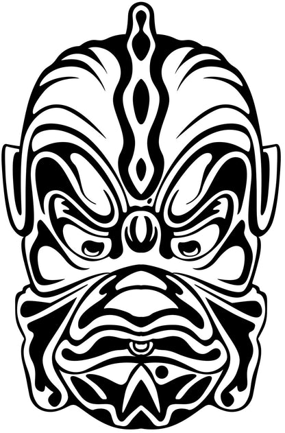 Easy Japanese mask coloring pages with bold lines – printable PDF for elderly