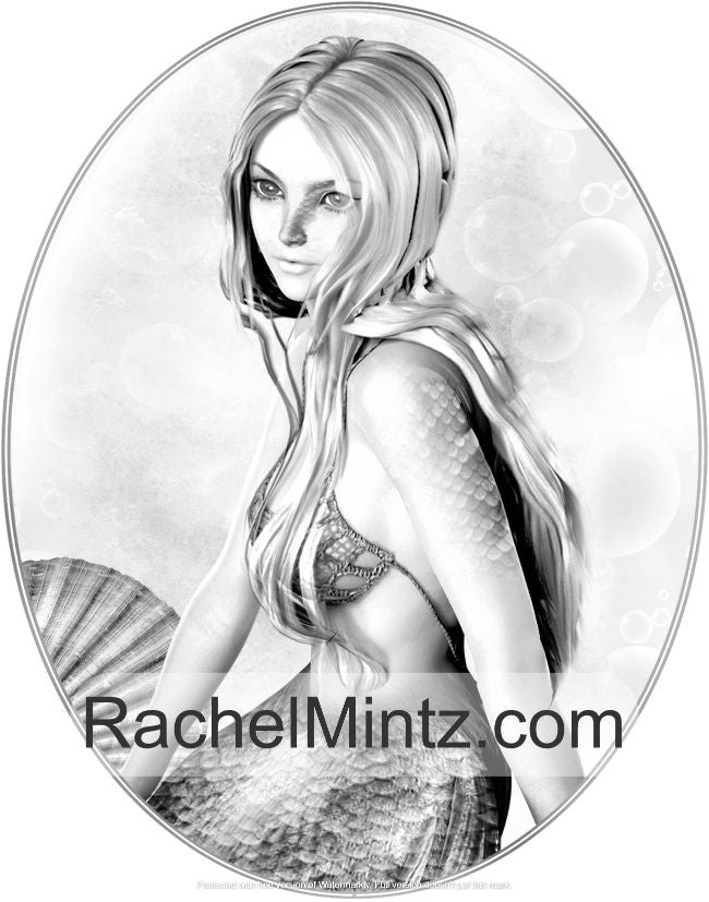 Magical Mermaids - Grayscale Coloring For Adults, Advanced Level (PDF Format Book)