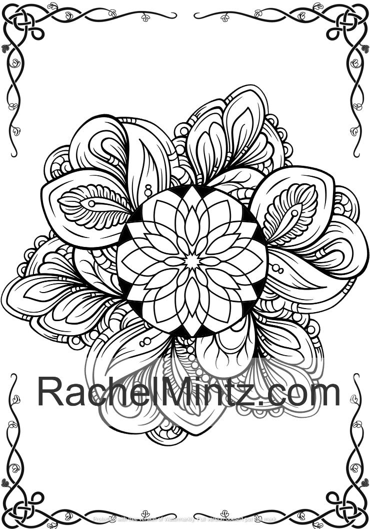 Mandala Flowers 50 Relaxing Stress Relieving Designs, Digital Coloring Book For Adults 