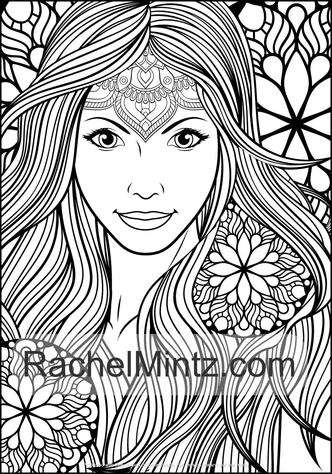 Mandala Women Coloring Book (Digital Format) – Rachel Mintz Coloring Books