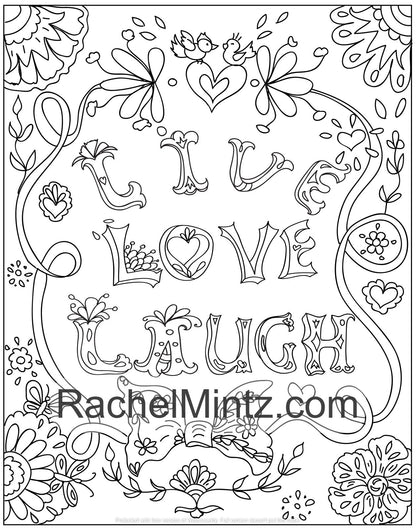 Happy Quotes - Motivational Coloring Book With Anti Stress Doodles To Brighten Your Day - PDF Format Book