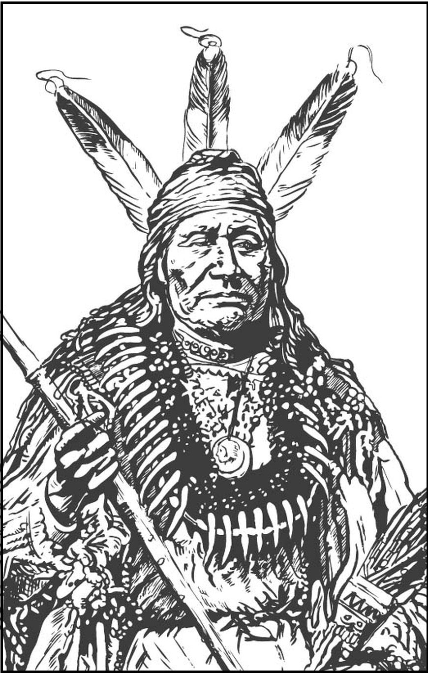Native American Indians Coloring (PDF Book)- Portraits, Chief Headdres ...