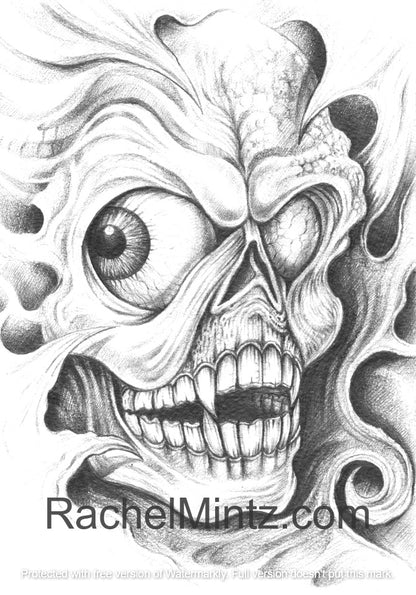 No Flesh - Horror Skulls Grayscale Art Coloring (PDF Book)