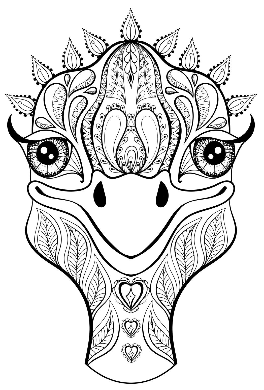 Ostrich Coloring Book - Sweet Ostriches in Doodle Patterns (PDF Book ...