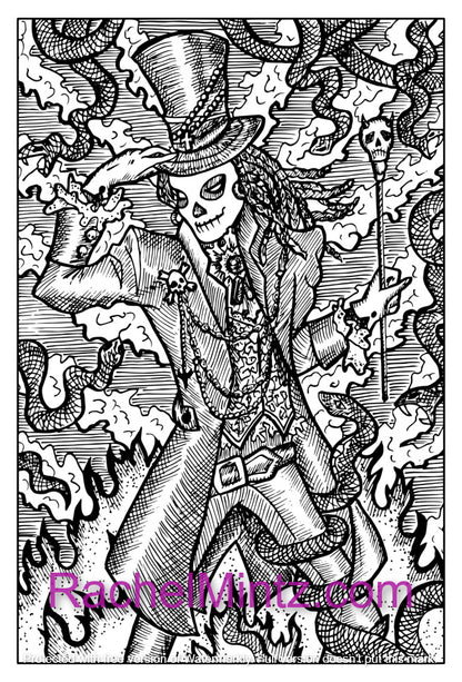 Pentagram Creatures - Dark Gothic Fantasy, Occult Tarot Cards Coloring (PDF Book)