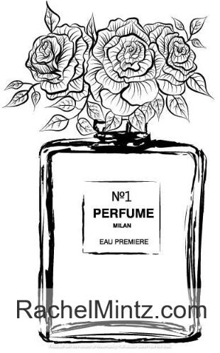 Floral Parfum - Perfume Bottles Coloring Book, Beautiful Women Designs & Patterns (Digital Coloring Book)