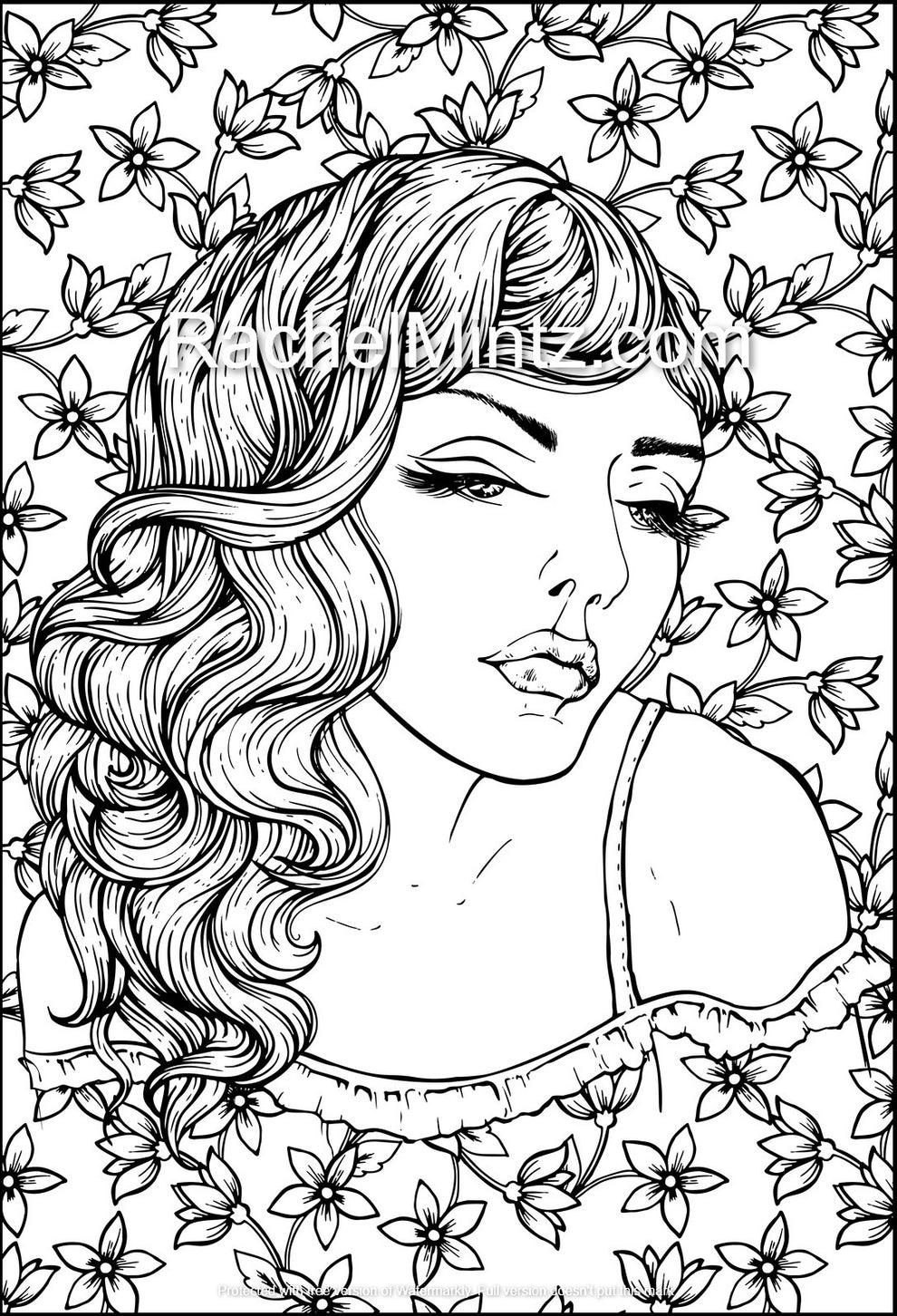 Pretty Girls - Various Portraits Styles With Beautiful Women Faces - P – Rachel Mintz Coloring Books