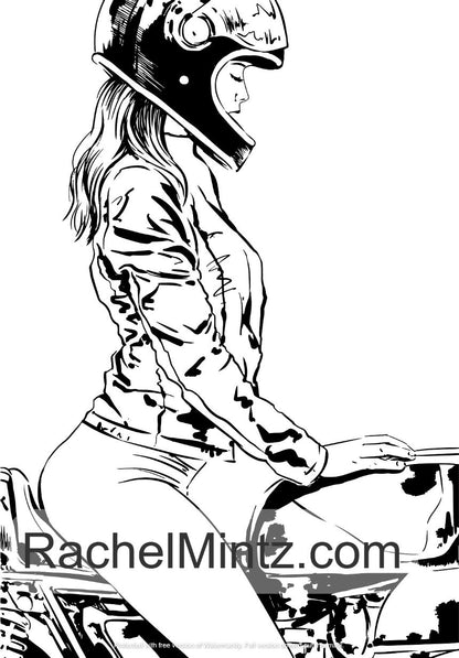 Sexy Biker Chicks - Coloring Book For Adults, Hot Motorcycles Girls Art Collection (Digital Book)