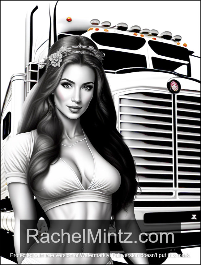Sexy Motor Girls - Gorgeous Busty Women Posing With Trucks, Fast Cars, Motorcycles, AI Art (Printable PDF Book)