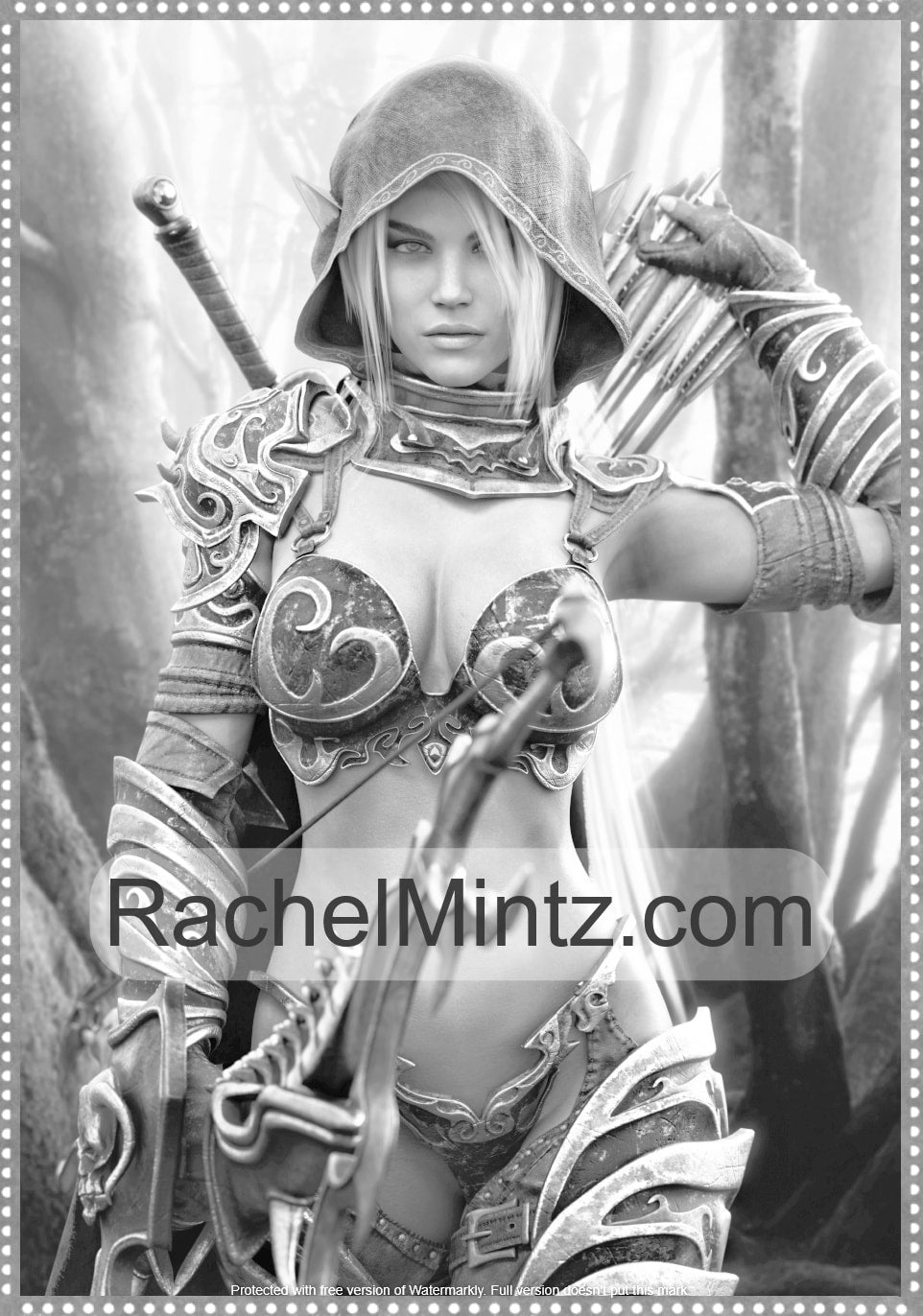 Sexy Fantasy Warriors - Alluring Women In Minimal Exotic Outfits For Adults (Age 21+) Grayscale Printable Coloring Book