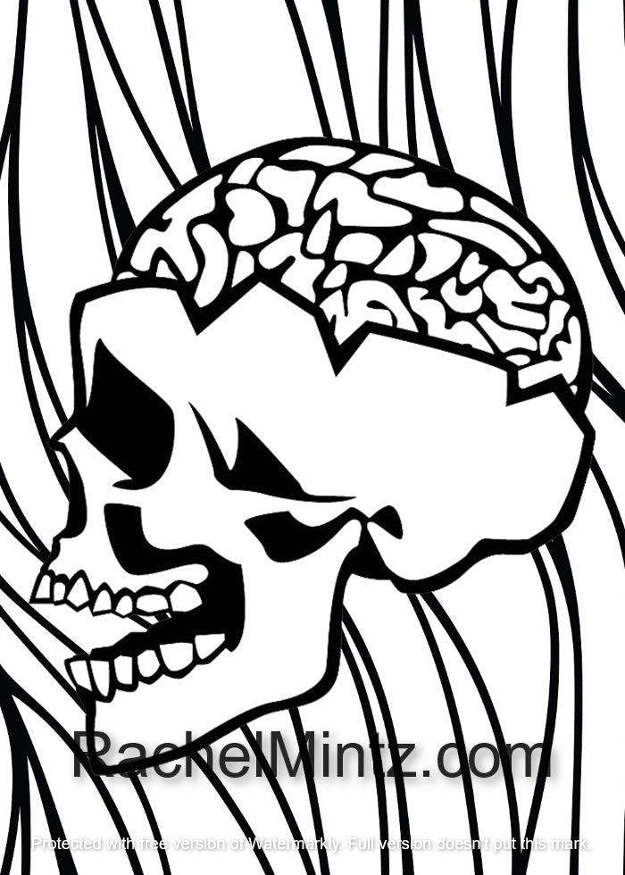 Sharp Skulls - Large Print, Horror, Halloween PDF Coloring Book