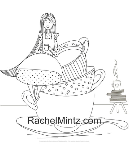 Single Girl - Happy Optimistic Sketches Coloring (PDF Book) Rachel Mintz