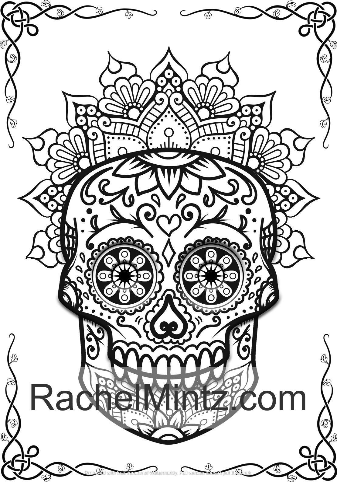 Skull Mandalas Coloring Book - Sugar Skulls With Decorated Designs (Printable PDF Format) 