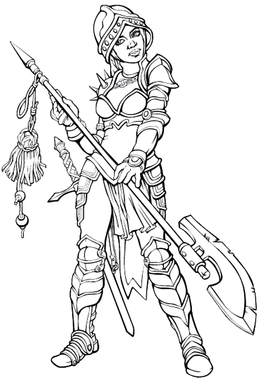 Swords Fantasy Warriors - Spartans, Valkyries, Legendary Vikings Coloring Book For Adults