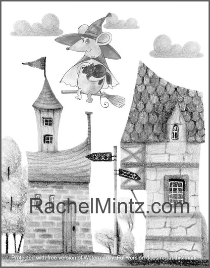 The Cutest Houses - Grayscale Coloring Book, Sweet Adorable Scenes (DIgital Format Book)
