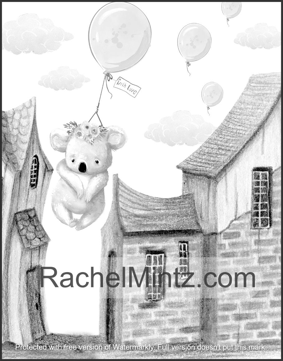 The Cutest Houses - Grayscale Coloring Book, Sweet Adorable Scenes (DIgital Format Book)
