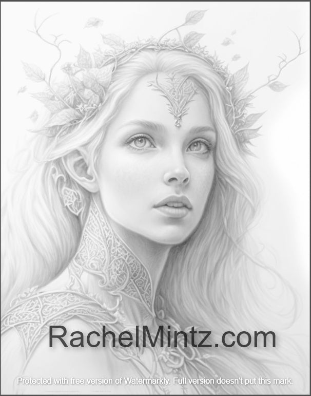 The Elf of Paladin - Grayscale Coloring Book, Gorgeous Elves, Warriors & Goblins, AI Generated Art (Digital PDF Book)