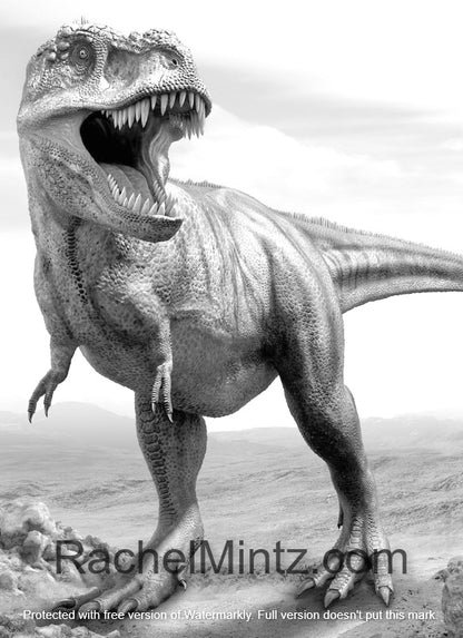 The Last Dinosaurs - Grayscale Coloring (PDF Book) for Adults
