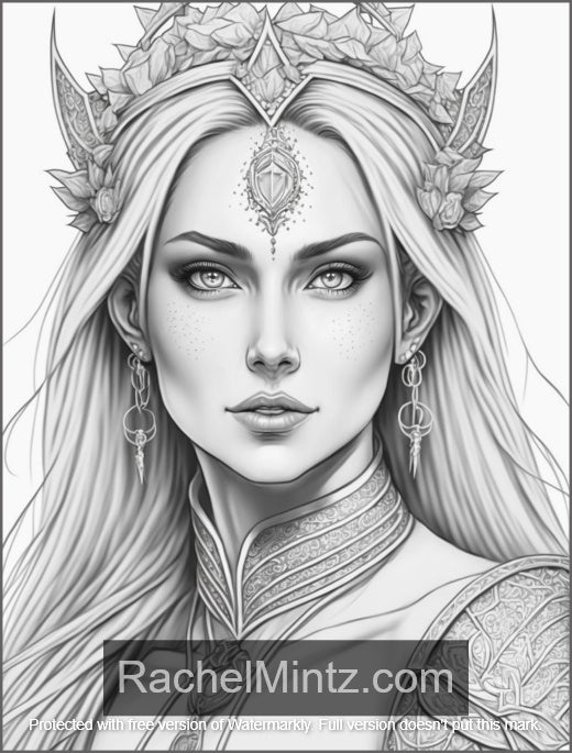 The Order of Paladin - Grayscale Coloring Book, Gorgeous Fantasy Queens, Princesses, Knights, AI Art (Digital PDF Book)