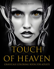 Touch of Heaven - Grayscale Coloring Book Fantasy Portraits, AI Genera