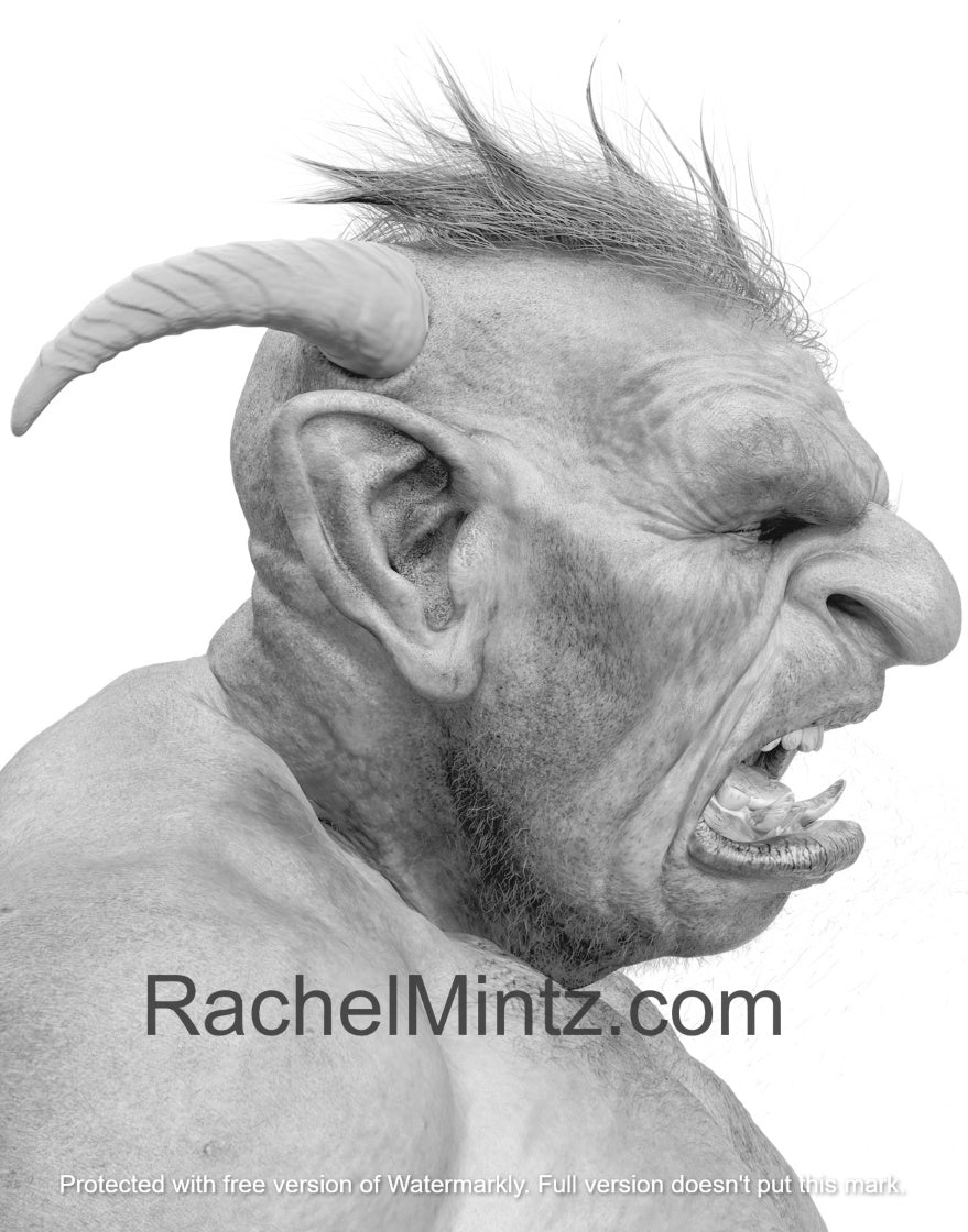 Trolls & Orcs - Grayscale | 60 Pages! 30 Fantasy Creatures For Adults (PDF Book) Rachel Mintz