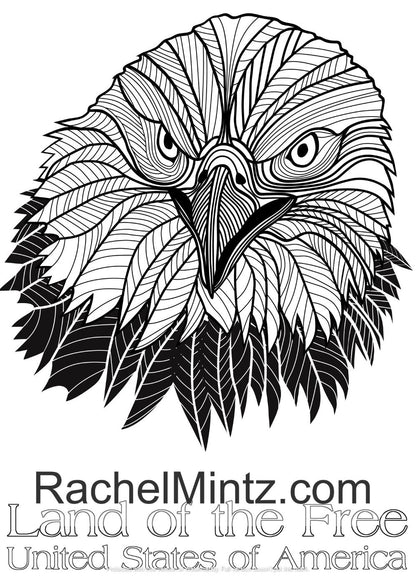 USA Patriotic Adults Coloring Book - Freedom Icons For 4th of July (Digital Format) Rachel Mintz