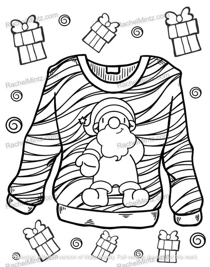 The Ugliest Christmas Sweaters - Fun Easy Seasonal Designs For Xmas (Digital PDF Coloring Book)