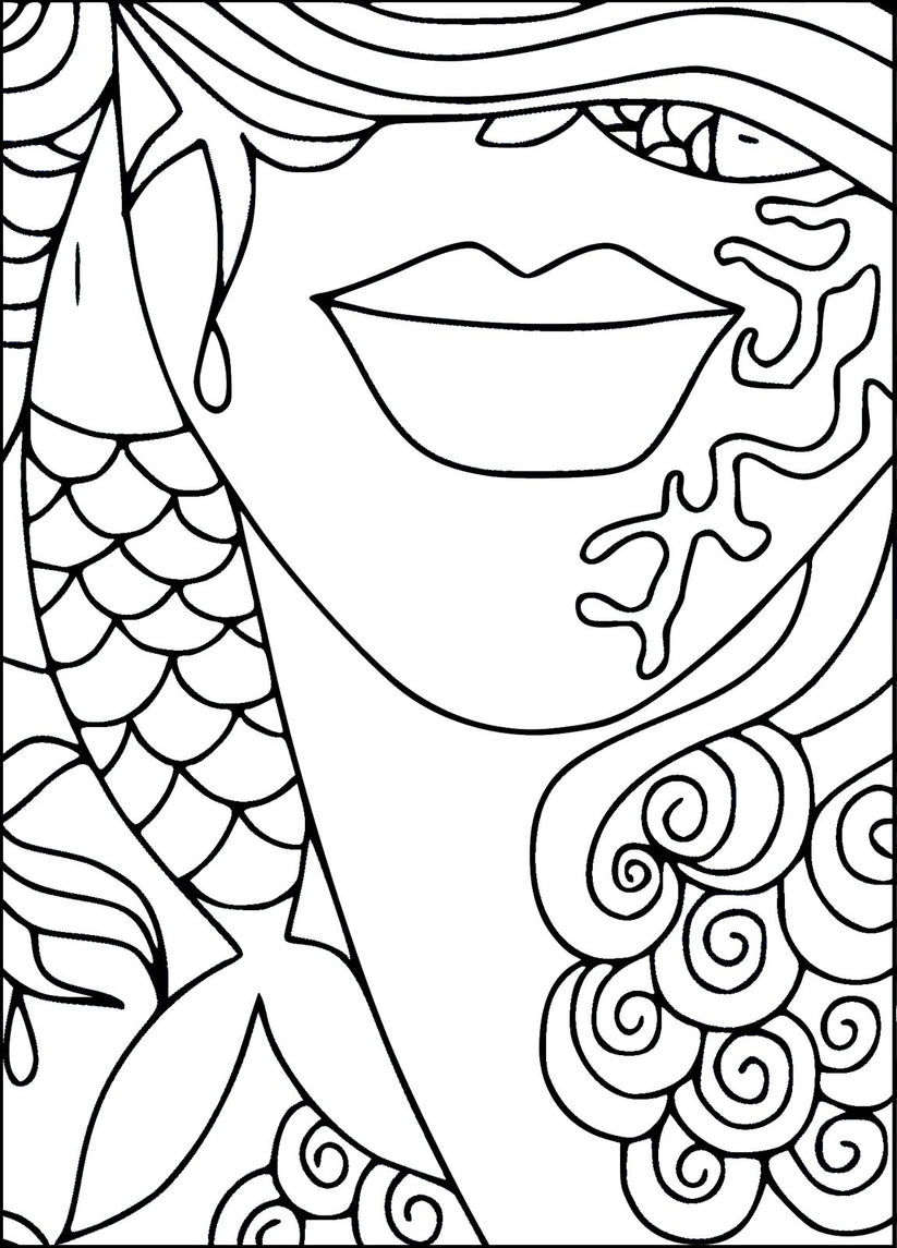 Visually Impaired Abstract Beauty Faces Easy Coloring (PDF Book) For