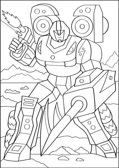War Robots - Coloring (PDF Book) For Boys - Military Cyborgs & Futuristic Action