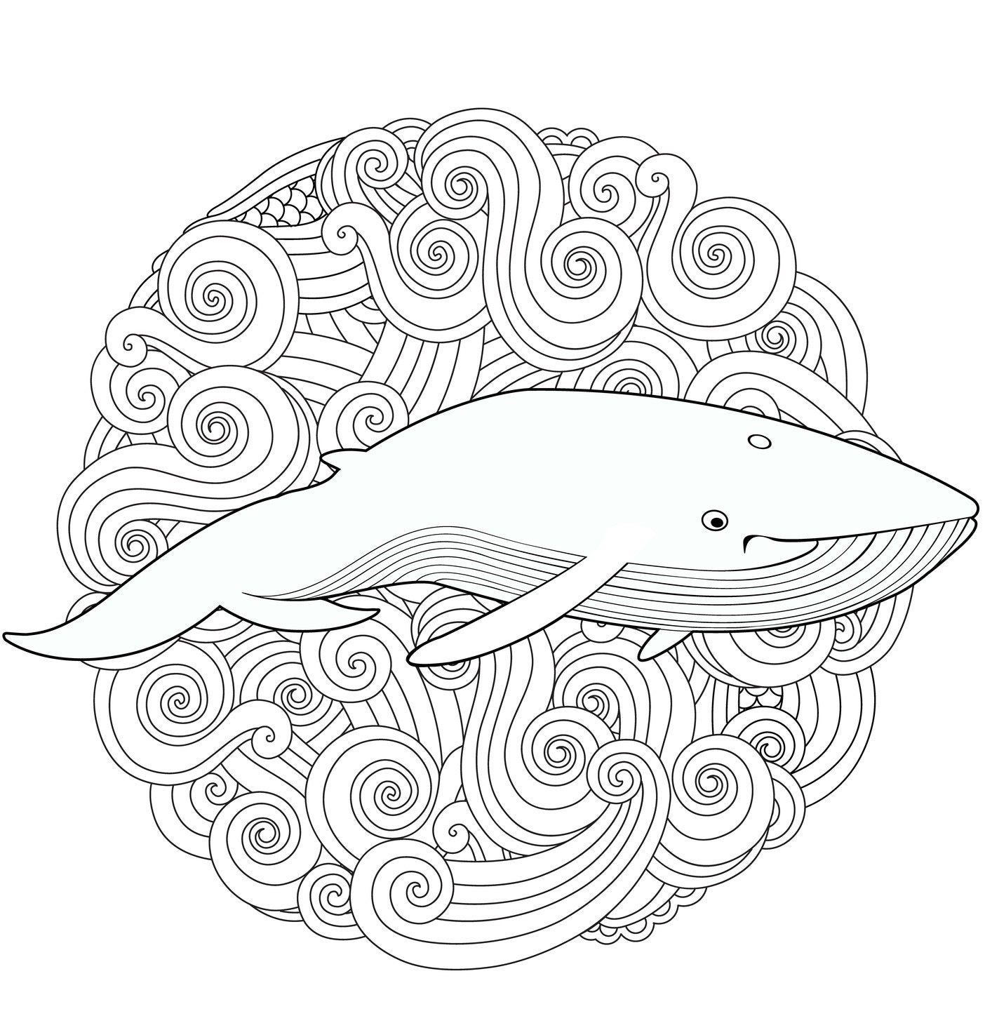 Whales - Magnificent Blue Whales In Relaxing Anti Stress Designs (PDF Book)