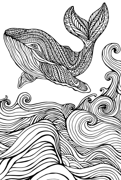 Whales - Magnificent Blue Whales In Relaxing Anti Stress Designs (PDF Book)