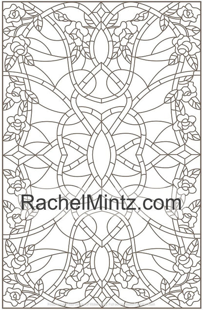 Window Marvels - Stained Glass Coloring Book With Relaxing Floral & Abstract Mosaic Art, Printable Format
