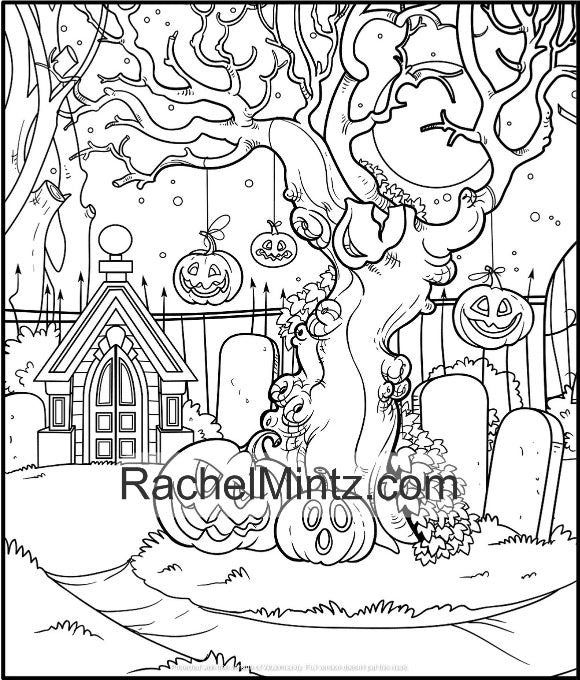Witches & Pumpkins - Halloween Coloring for Adults (Digital PDF Book)