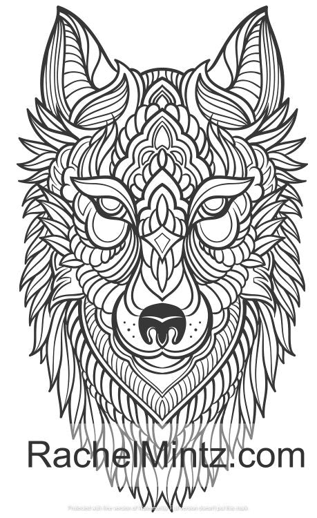 Wolves Coloring Book, Collection For Adults Relaxing Anti Stress Designs (Digital Book)