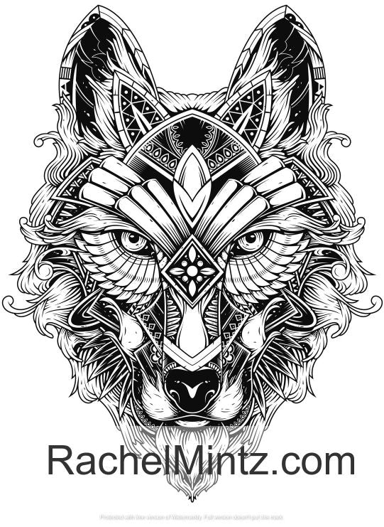 Wolves Coloring Book, Collection For Adults Relaxing Anti Stress Designs (Digital Book)