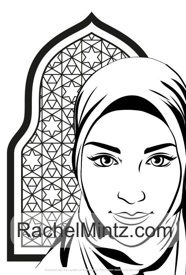 Women of Islam - Beautiful Arabic Women Coloring (PDF Book) Rachel Mintz
