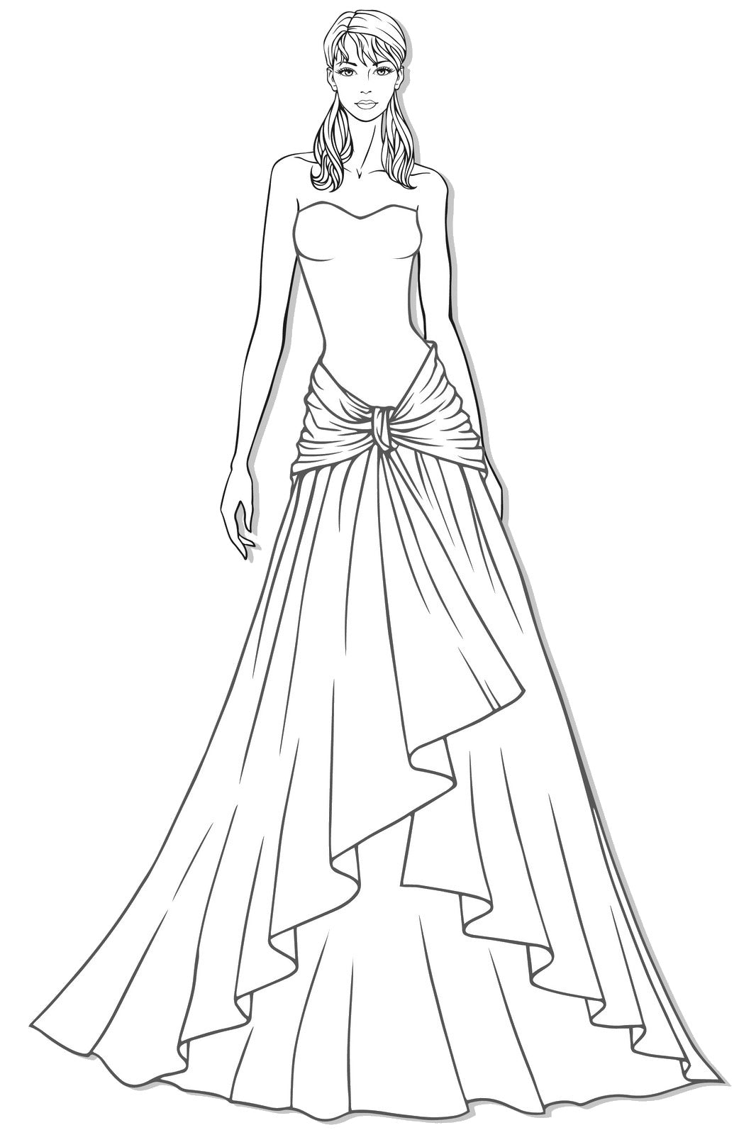 25+ Creative Picture of Dress Coloring Pages - entitlementtrap.com |  Wedding dress drawings, Disney princess coloring pages, Gown drawing
