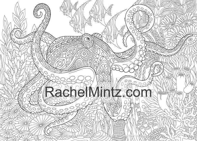 ZEN Wildlife Animals – Relaxing Coloring Book With Detailed Zentangle Patterns of Birds, Animals, Marine Life & Nature. Printable Book